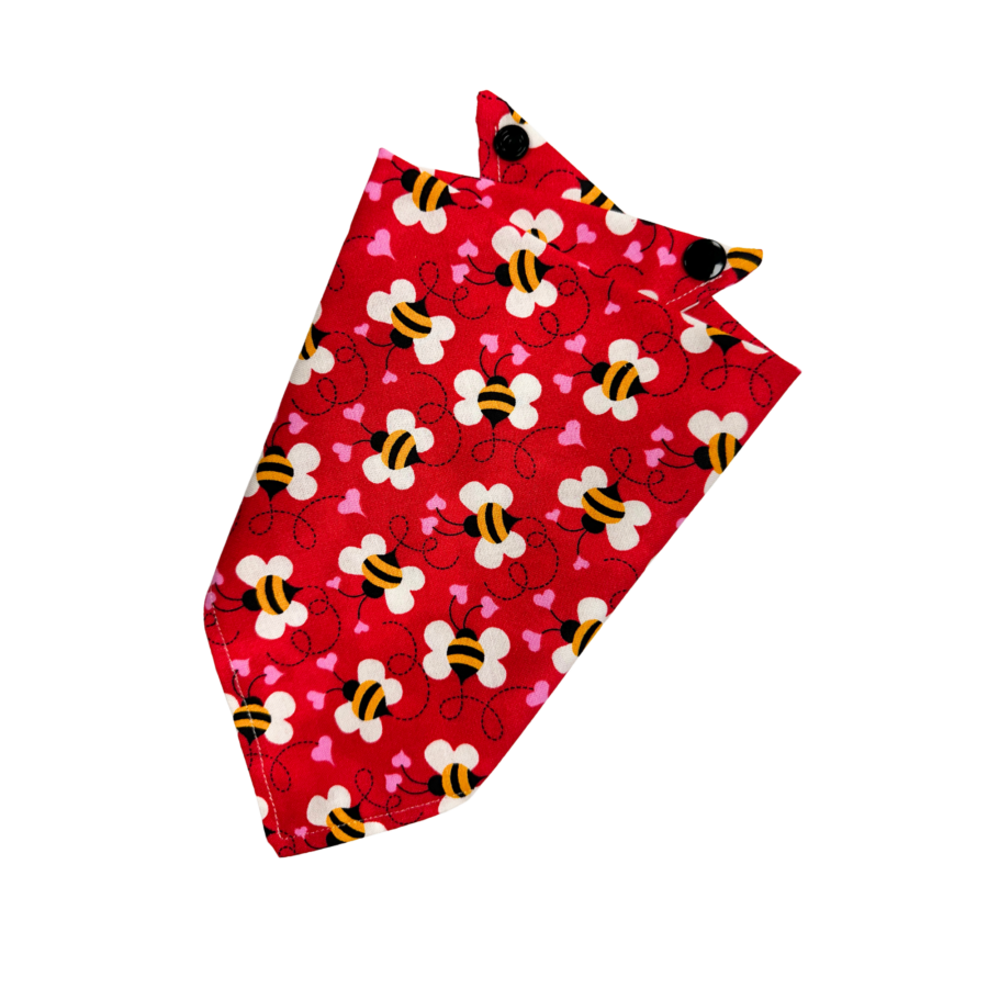 Bee Heart Print Cotton Dog Bandana
