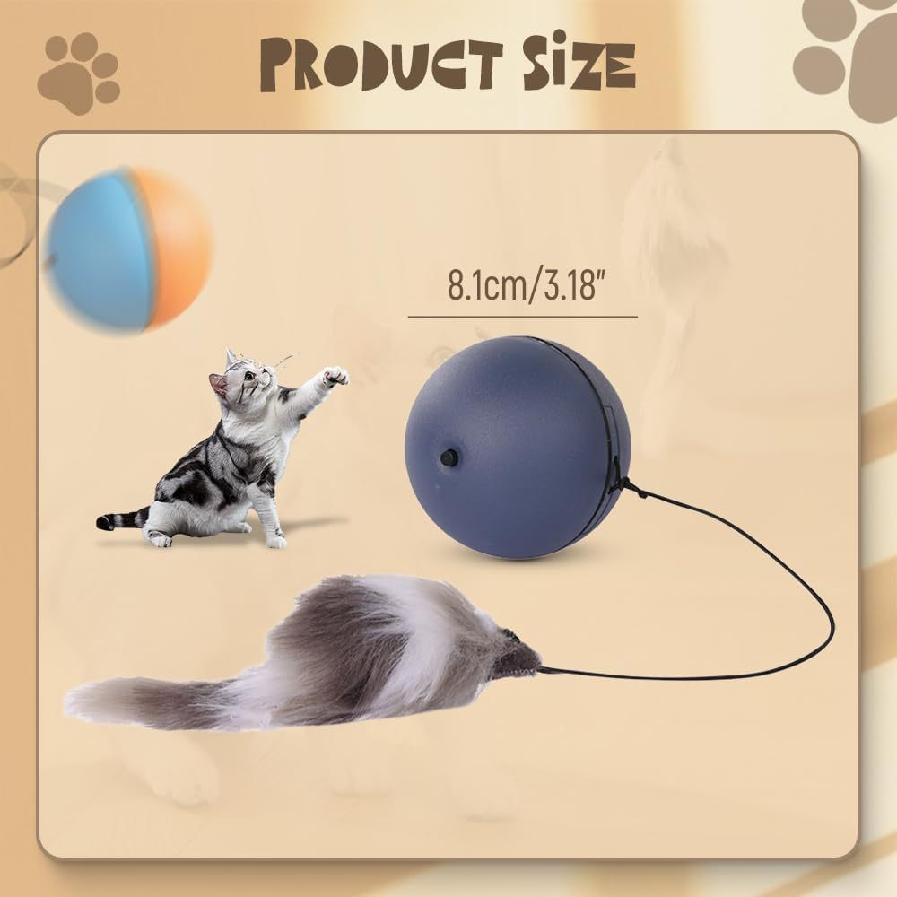 Interactive Cat Ball Toy Automatic Moving Dog Cat Balls Motion Activate Electric Cat Toy Cat Enrichment Toys For Bored Indoor Cats Dogs Smart Self Rolling Cat Ball Toys - Image 2