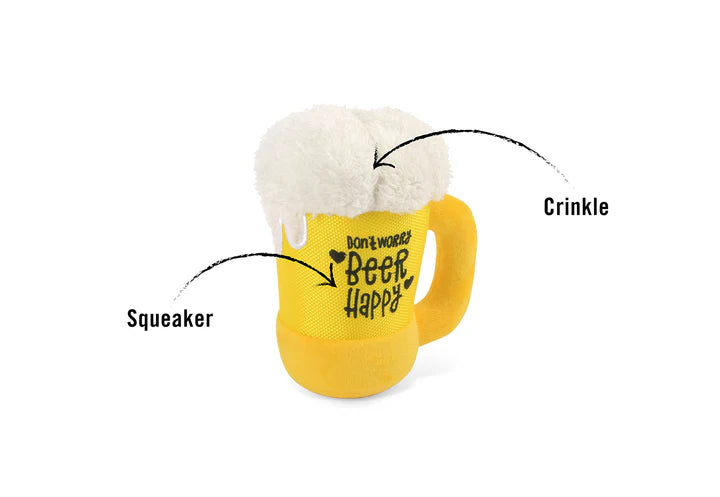 Beer Mug Plush Squeaky Dog Toy