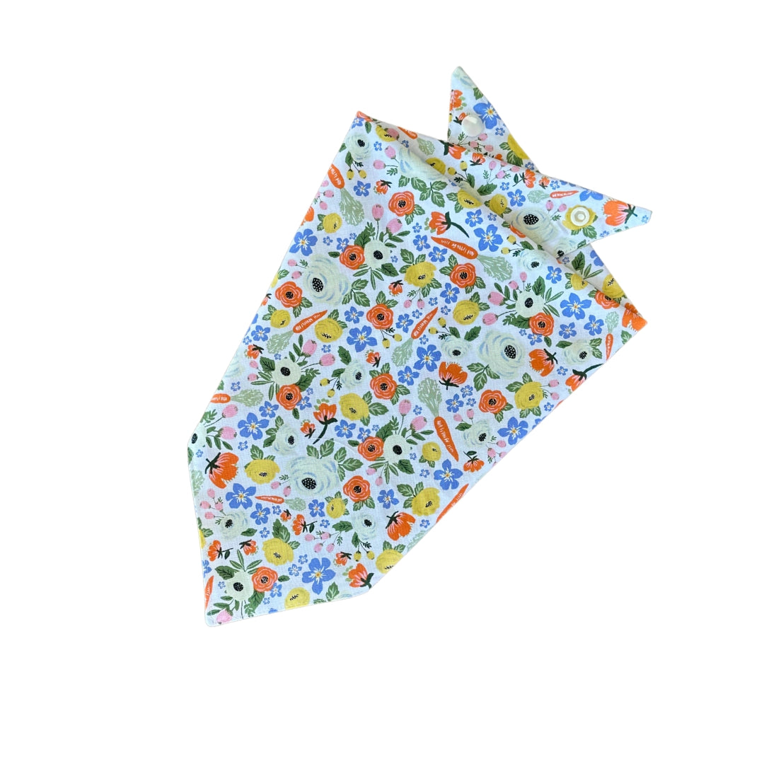 Carrot Floral Print Cotton Dog Bandana