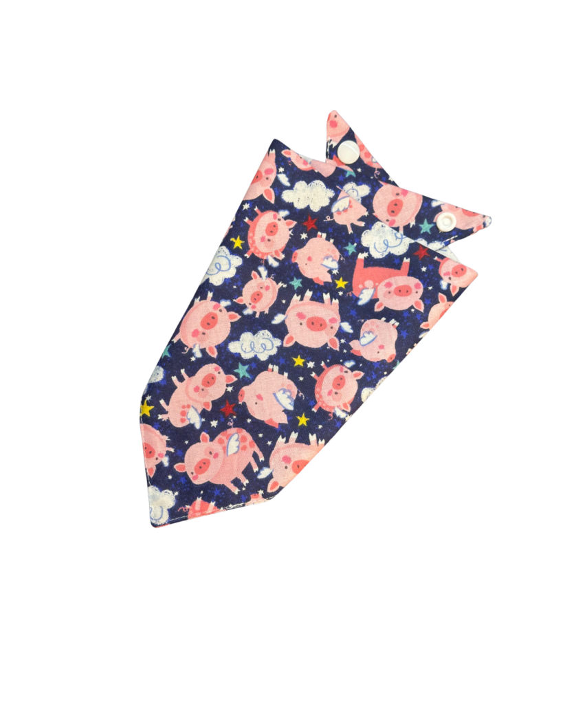 Flying Pig Print Cotton Dog Bandana