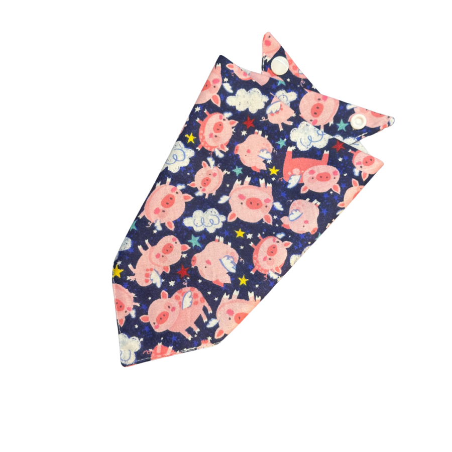 Flying Pig Print Cotton Dog Bandana