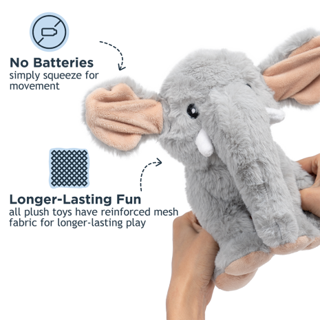 Squeaky Animated Elephant Plush Dog Toy