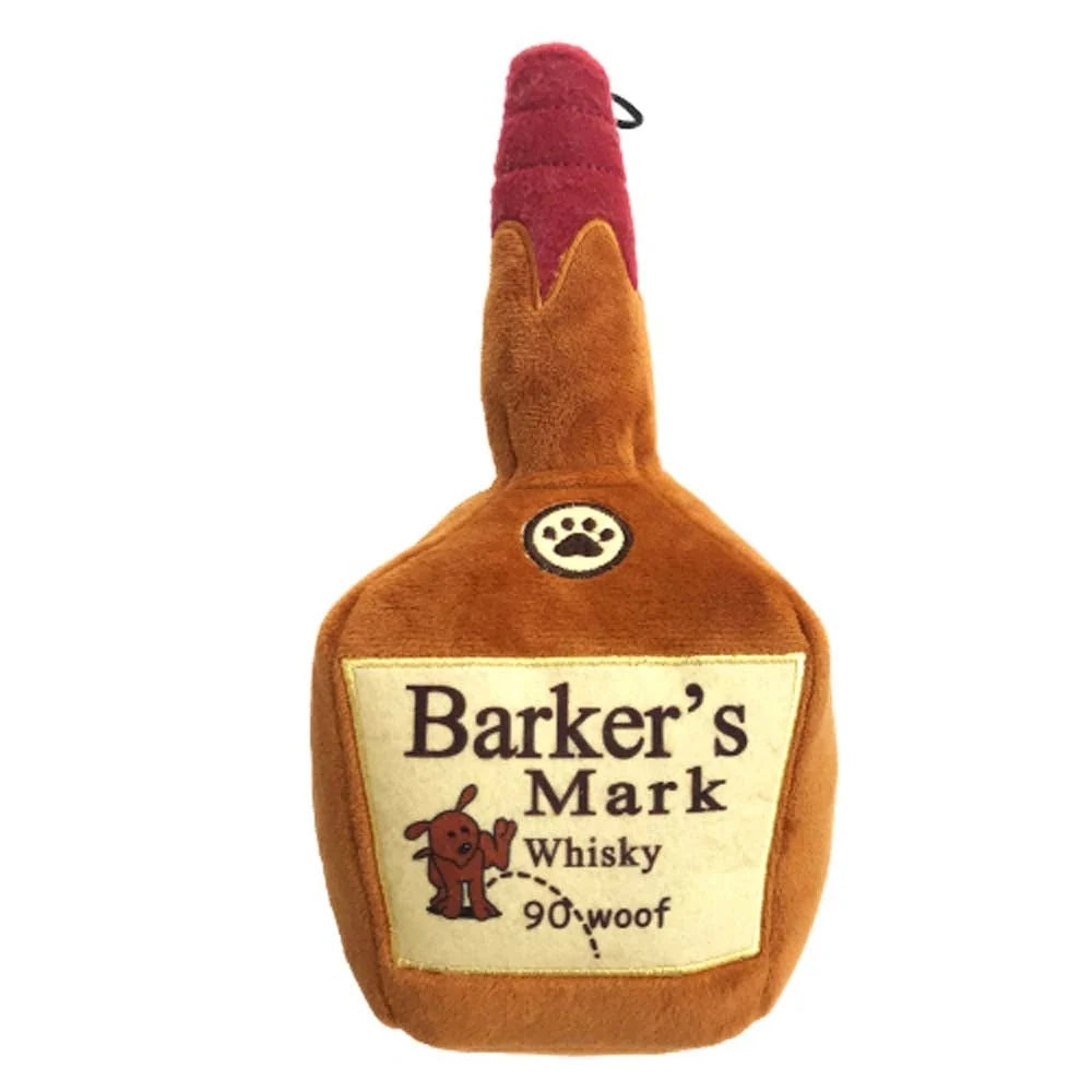 Whiskey Bottle Plush Squeaky Dog Toy