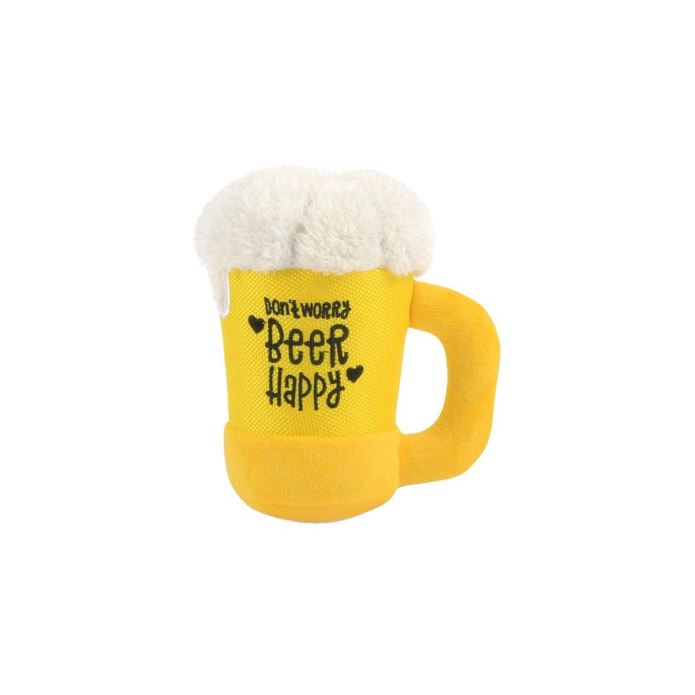 Beer Mug Plush Squeaky Dog Toy