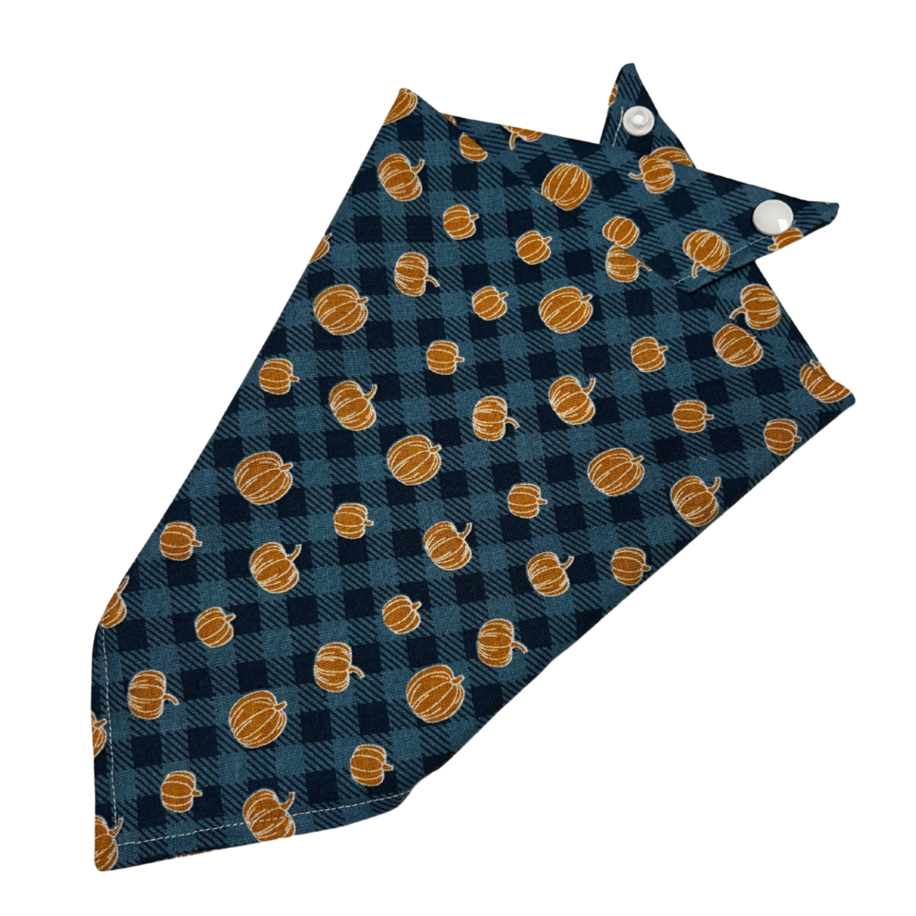 Pumpkin Plaid Print Cotton Dog Bandana